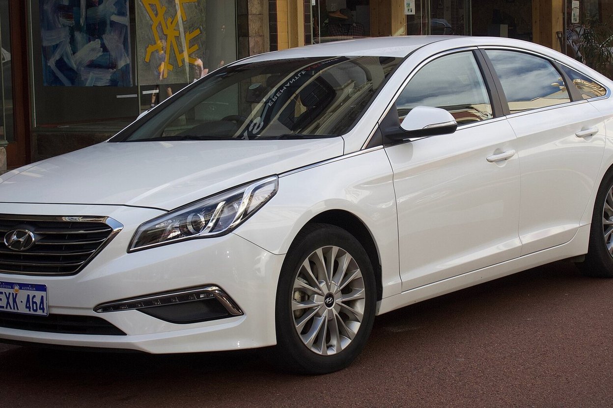 A white Hyundai Sonata sedan